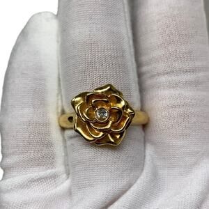 Unbranded Fashion Ring Gold Tone Layered Rose Rhinestone Detail 8.75